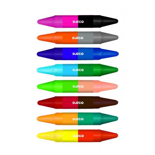 8 Lápis de Cera de Duas Pontas (16 Cores)
