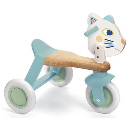 Triciclo e Andador Gatinho BabyScooti — Madeira com Rodas EVA a partir dos 12 Meses, Djeco
