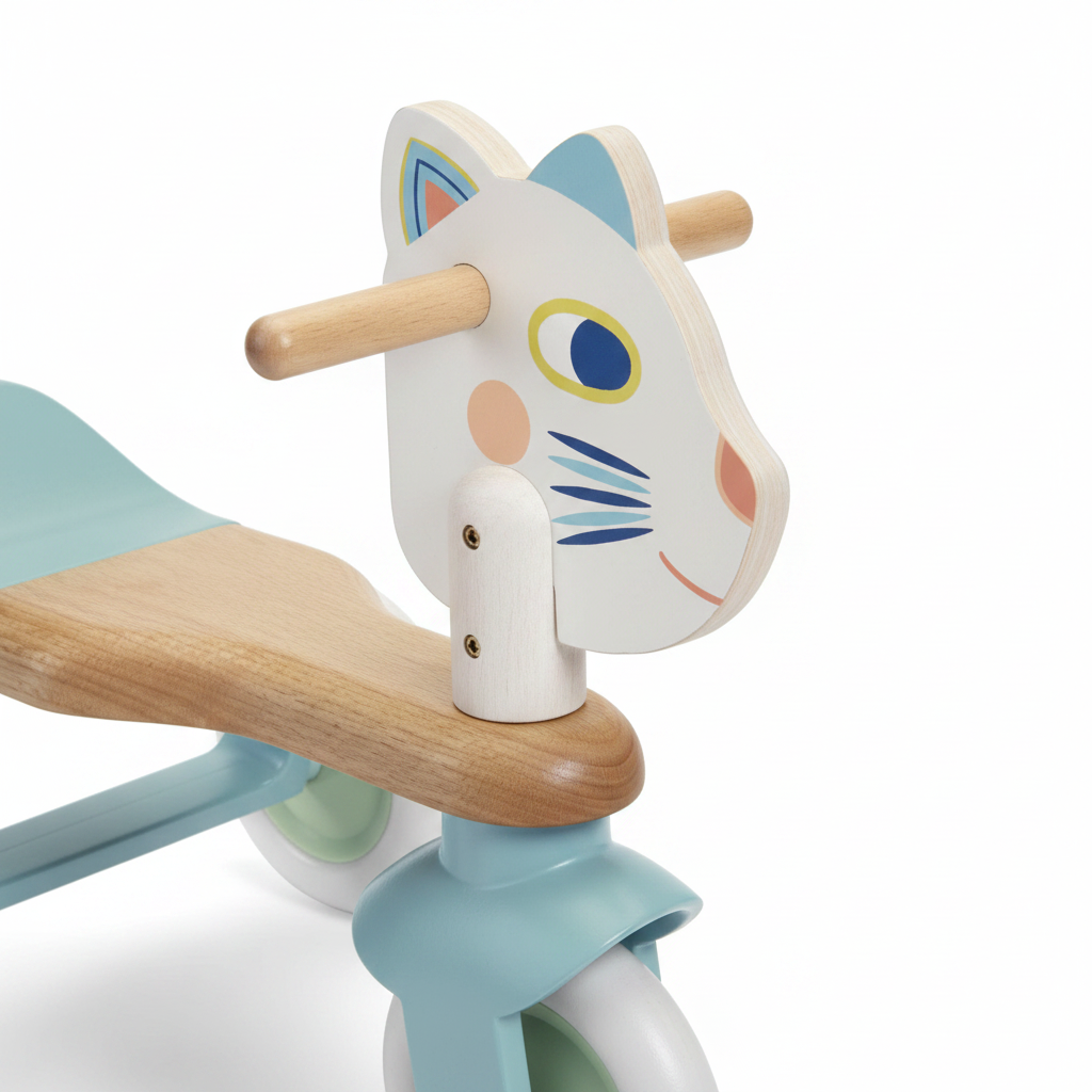 Triciclo Andador BabyScooti — Detalhe cara gato