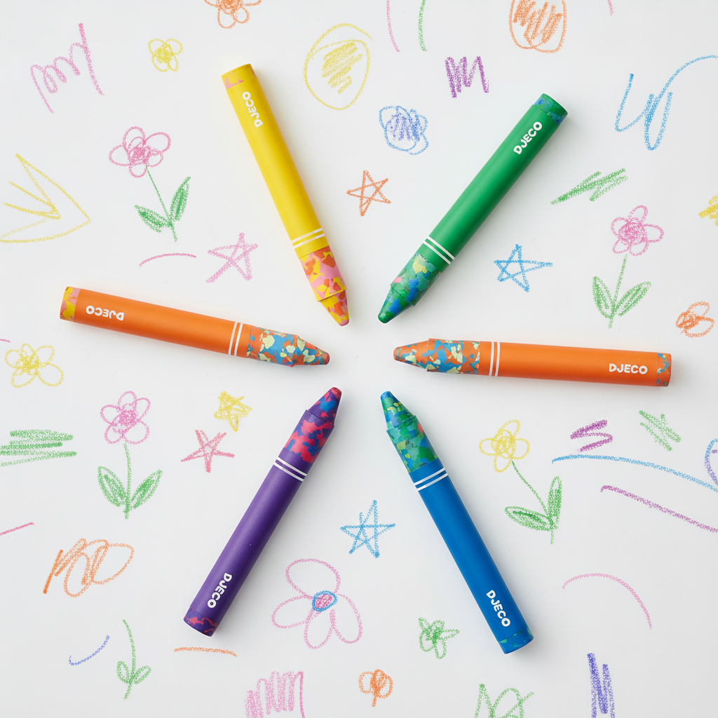 Lápis de Cera Multicoloridos Djeco — Lifestyle flat lay