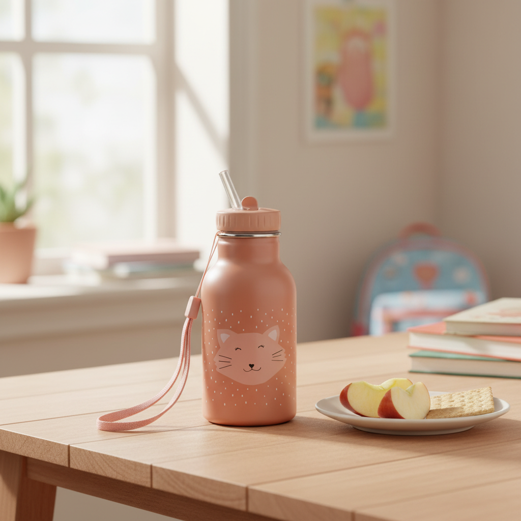 Garrafa Térmica Trixie — Contexto Mrs Cat com snack