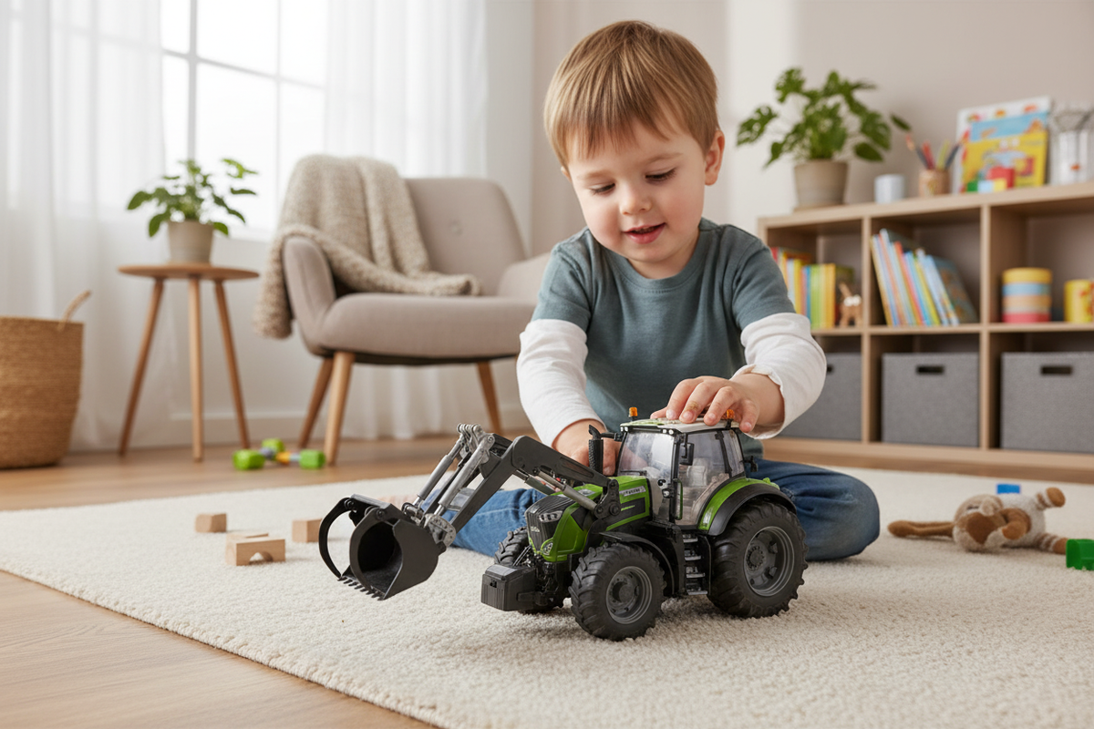 Trator Deutz 8280 TTV Bruder - Criança a brincar