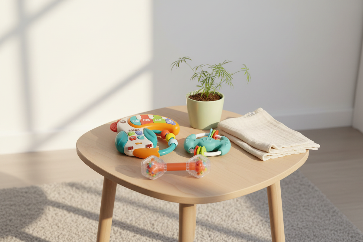 Caixa de Música Tucano Ludi — Lifestyle mesa com planta
