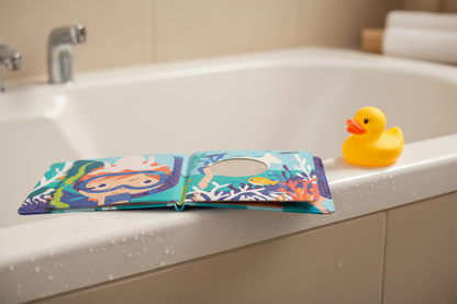 Livro de Banho Mágico Ludi — Lifestyle borda banheira com pato