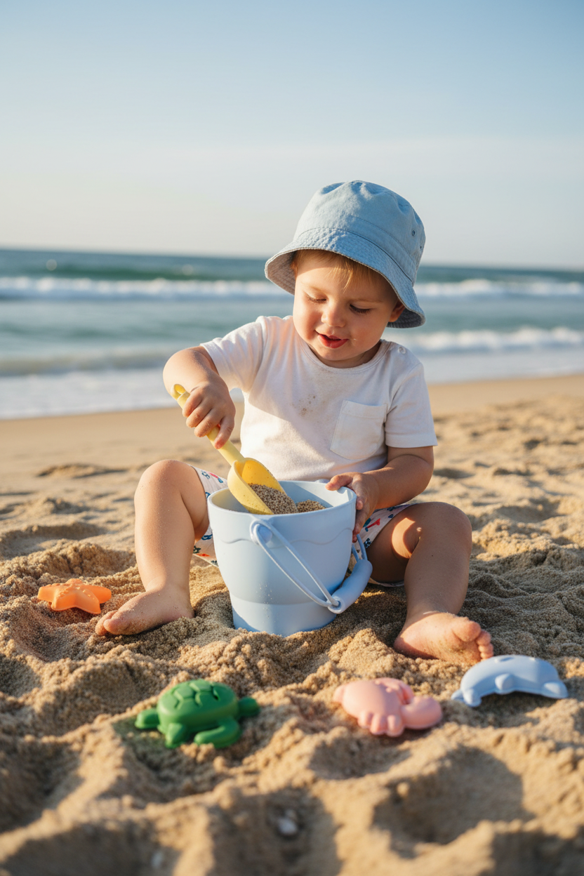 Conjunto de Praia Weibo — UGC bebé a brincar na praia