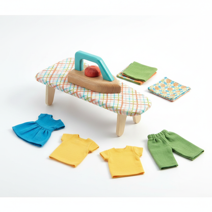 Tábua Passar Ferro Djeco — Contexto flat lay todas as peças