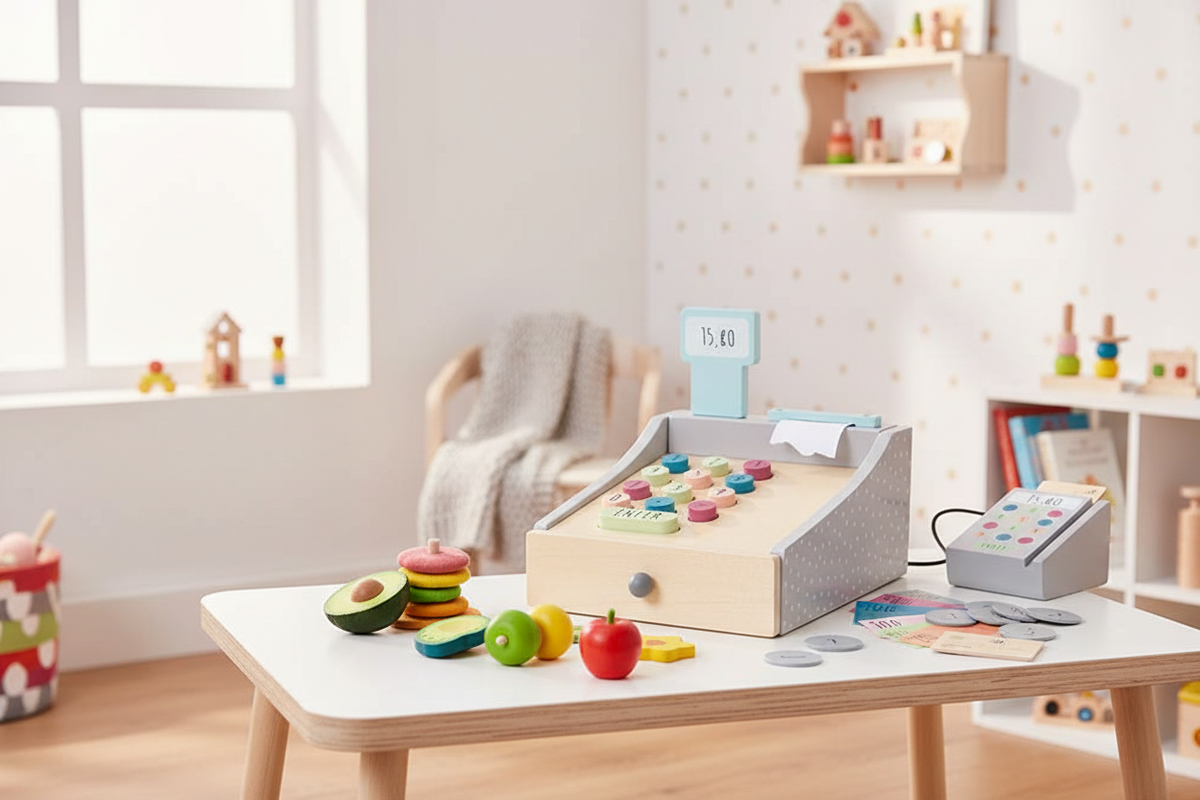 Caixa Registradora Jabadabado — Lifestyle canto de loja Montessori