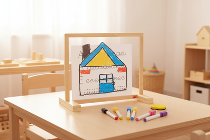 A Janela Mágica — Lifestyle quadro com canetas e ficha