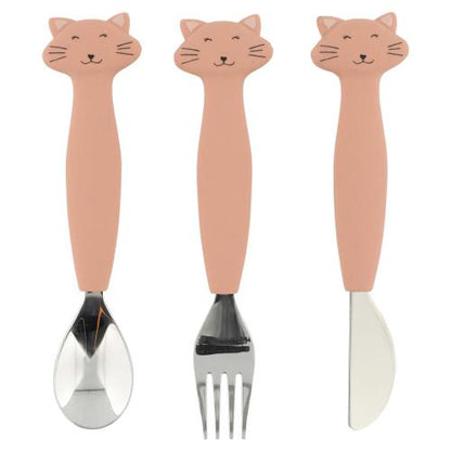 conjunto de talheres em silicone mrs cat